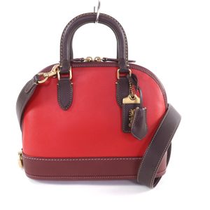 극미품 ★ COACH 코치 CC412 레벨 가방 · 컬러 블록 2WAY 가죽 숄더 · 핸드백 RED 보존 가방 포함 여성