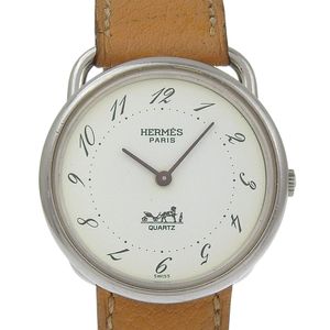 헤르메스 HERMES 아르소 손목시계 스테인리스 스틸 1991년 〇U 쿼츠 아날로그 표시 화이트 문자판 Arceau 유니섹스【중고】
