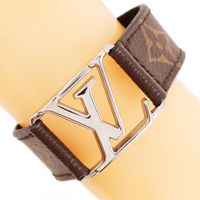 루이비통 LOUIS VUITTON 브라스레 호켄하임 브레이슬릿 M6141 모노그램 캔버스 2017년 차 약 26g Bra Rubbed Hockenheim 유니섹스【중고】