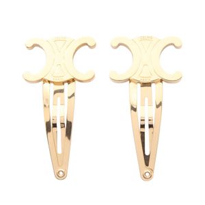 [Pre-owned] CELINE Triomphe Snap Hair Clip 46Z656BSL35OR Gold GP (Gold Plated) - Women's - Brand New