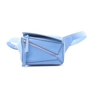 【二手】 LOEWE腰包/斜挎包，Puzzle Bum Bag Mini，B510U89X02，淺藍色皮革，Puzzle Bum Bag Mini，女士，二手