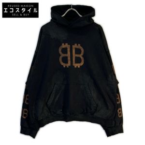 Balenciaga [Domestic Authorized Dealer/2023 Model] 742603 TOVN7 BB Print Distressed Pullover Hoodie M [Used]