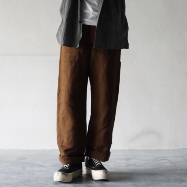 COMOLI コモリ 22SS 日本製 ヘンプダック ペインターパンツ V01-03011 3 BROWN ダブルニー ボトムス【中古】【COMOLI】 COMOLI コモリ 22SS 日本製 ヘンプダック ペインターパンツ V01-03011