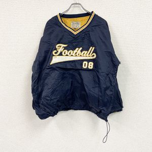 2000 年代 STEVE AND BARRY'S 尼龍套頭夾克，帶貼布，足球圖案，海軍藍，XL 碼，古著