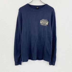 AVIREX long-sleeved printed T-shirt/long-sleeve thermal long-sleeve shirt, navy, size L, used.