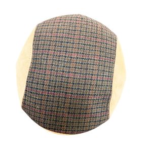 ~00s ROT Leather Hunting Cap, Vintage, Checkered Pattern, Beige, XL Size, Used Clothing