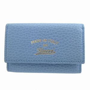 Like New Gucci Swing 354499 Leather Light Blue 6-Key Case 0074 [Used] GUCCI