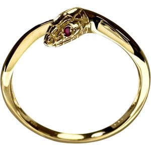 Size 12 Snake Motif Ruby 0.01ct Ring, K18 Gold, 2.3g, Women's [Used]
