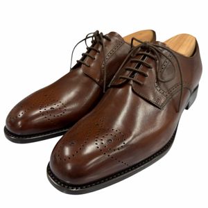 미사용품▼PRADA 프라다 2EB138 펀칭 메달리온 레더 슈즈 ブラウン 5 (24.0~24.5 cm) 상자・보존봉투 첨부 이탈리아제 맨즈