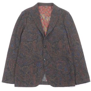 극미품 □ ETRO 에트로 울 100 % 페이즐리 무늬 싱글 앵콘 재킷 테일러드 재킷 멀티 컬러 50 이탈리아제 정규품 맨즈