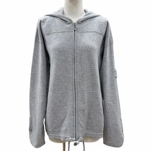 미품◇CHANEL 샤넬 P39408 캐시미어 100% 코코 마크 버튼 장식 첨부 더블 Zip 파커 그레이 희소 사이즈 46 영국제 레이디스 맨즈 OK