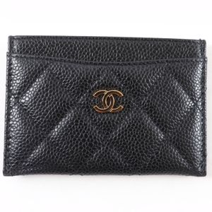 극미품☆CHANEL 샤넬 캐비어 스킨 코코마크 마트랏세 카드 케이스 패스 케이스 블랙 골드 쇠장식 이탈리아제 레이디스