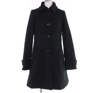 극미품 ☆ BURBERRY BLUE LABEL 울 앙골라 안감 체크 무늬 로고 버튼 코트 블랙 40 정규품 여성