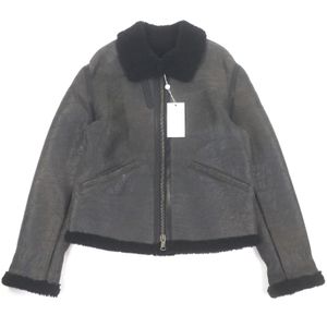 극미품 □ ALBERTO BRESCI 알베르토 브레이시 ABJL010071101 램 레더 플라이트 재킷 무톤 재킷 블랙 XS 이탈리아제 남성