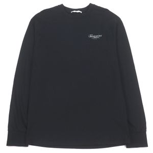 극미품 □ GIVENCHY 지반시 BM71MH3YSA 코튼 100 % 로고 프린트 긴 소매 T 셔츠 롱 슬리브 T 셔츠 블랙 XS 정규품 남성 정가 97,900 엔