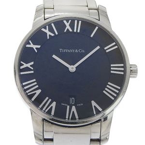 티파니 TIFFANY&Co. 아틀라스 돔 손목시계 Z1800.11.10A00A 스테인리스 스틸 쿼츠 아날로그 표시 블랙 문자판 Atlas Dome 맨즈【중고】