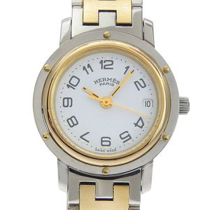 헤르메스 HERMES 클리퍼 손목시계 CL3.240 스테인리스 스틸 쿼츠 아날로그 표시 화이트 문자판 Clipper 여성【중고】