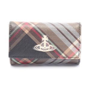 [Pre-owned] Vivienne Westwood Key Case, Orb design, 51020001US001KD101 , Braun/Black, PVC Coated Canvas, 4-ring Key Case, Women's