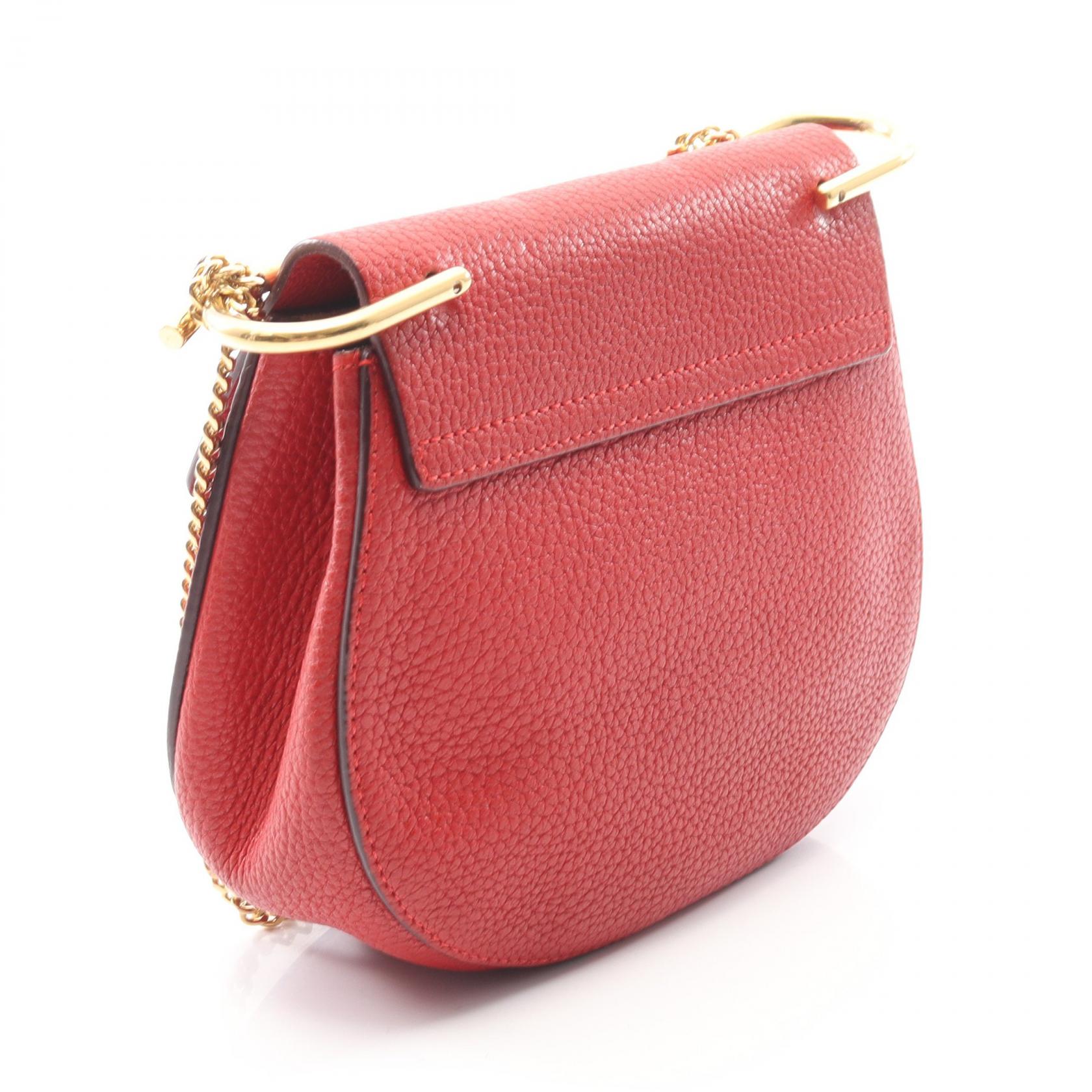 クロエ Chloe ドリュー ショルダーバッグ バッグ レザー レディース レッド系 【中古】 Chloe - クロエ ドリュー チェーン ショルダーバッグ レザー