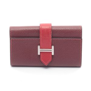 [Pre-owned] Hermes Bearn Key Case, Rouge H/Rouge Casaque, Calf Leather (Cowhide), 4-ring Key Case, Rouge H/Rouge Casaque