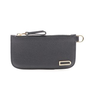 [Pre-owned] Delvaux Vagabond Coin Case, Black Leather, Coin Card Holder, Women's, Used A