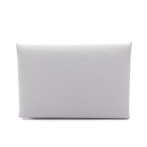 [Pre-owned] Hermes Calvi Coin Case, Blue Glacier Leather, Women's, Used A