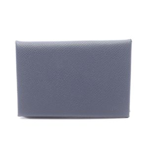 [Pre-owned] Hermes Calvi Coin Case, Blue Nuit Leather, Ladies' Used A