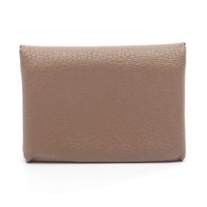 [Pre-owned] Hermes Calvi Duo Coin Case, Etoupe Leather, Ladies' Used A