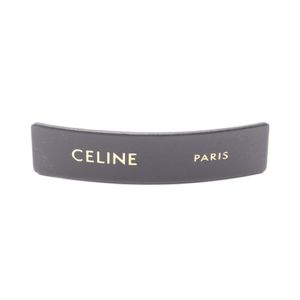 [Pre-owned] CELINE Paris Hair Clip B104E2V0238NG Black Leather GP (Gold Plated) Paris Hair Clip Women's New