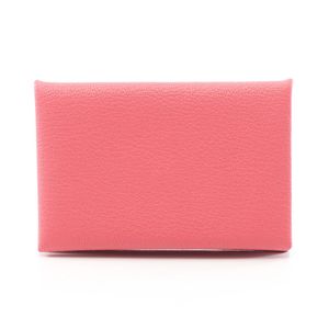 [Pre-owned, Used] Hermes Calvi Coin Case, Rose Azalee Leather, Women's, Used A