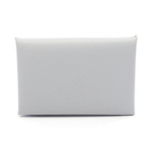 [Pre-owned] Hermes Calvi Coin Case, Blue Glacier Leather, Women's, Unused