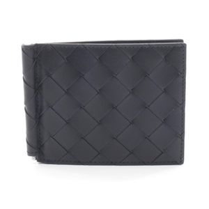 [Pre-owned] BOTTEGA VENETA Veneta Intrecciato Money Clip Wallet 749404VCPQ48803 Black Leather Intrecciato Money Clip Wallet