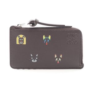 [Pre-owned] LOEWE x Louis Wain Cats Coin Card Holder LOEWE Braun Leather Card Case Unisex Brand New