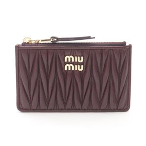 [Pre-owned] Miu Miu Coin Case MATELASSE'MIU 5MB06MAFPPF0007 Bordeaux Leather Card Case Women's Brand New