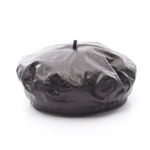 [Pre-owned] Dior 42DAC910A70090058 Black Leather Beret Hat, Women's, Unused