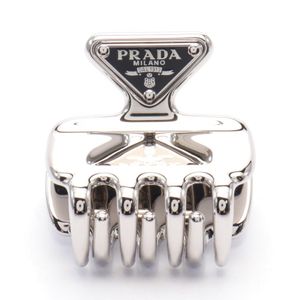 [Pre-owned] Prada Triangle Logo Hair Clip, Silver Stainless Steel, 1IF0872BA6F0276, Women's, Brand New