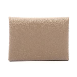 [Pre-owned] Hermes Calvi Duo Coin Case, Etoupe Leather, Ladies' Used A