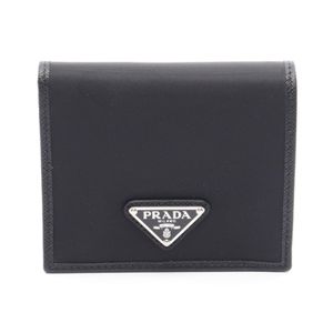[Pre-owned] Prada PRADA Billfold 2MO0042DMHF0002 Black Nylon Leather Bi-fold Wallet Men's New