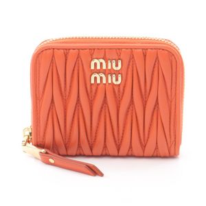 [Pre-owned] Miu Miu Coin Case MATELASSE'MIU 5MM268AFPPF0049 Orange Leather Coin Case for Women (New)