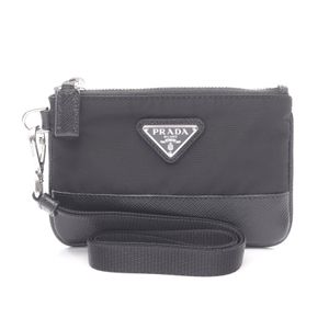 [Pre-owned] Prada PRADA Coin Case TESSUTO + SAFFIANO 2MR0412DMHF0002 Black Nylon Saffiano Leather Card Case Women's Brand New