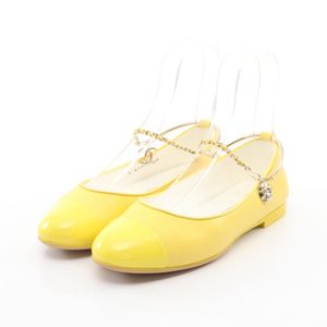 [Pre-owned] Chanel Pumps, Coco Mark, Yellow Leather, Patent Leather, Camellia Coco Chain, Women's Pumps, Used A