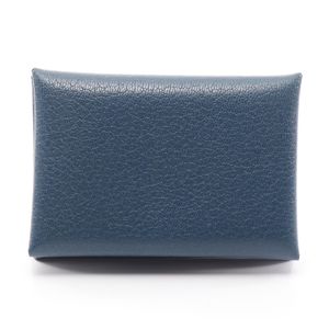 [Pre-owned, Used] Hermes Calvi Duo Coin Case, Deep Blue Leather, Women's, Used A