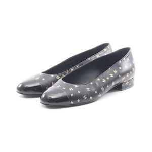 [Used, Grade A] Chanel Pumps, Coco Mark, Black & Gold Leather Pumps, Women's.