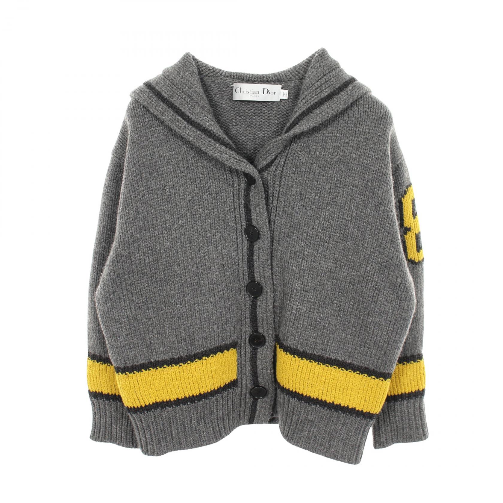 ディオール Dior 22AW セーラーカラー スター ロゴ カーディガン 衣料品 トップス ウール レディース グレー系 / イエロー系 【中古】 中古】 ディオール Dior カーディガン 22AW セーラーカラー スター