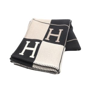 【중고 두 손】 헤르메스 HERMES 프레드 아발론 3 담요 울 캐시미어 담요 유니섹스 Used A