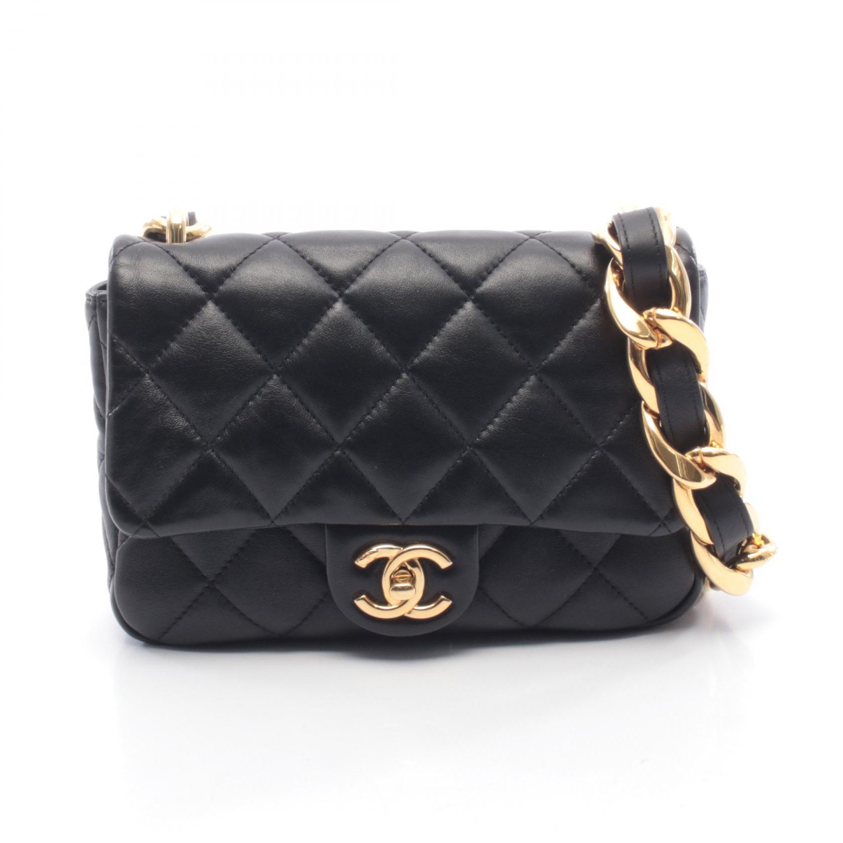 シャネル CHANEL マトラッセ スモールフラップバッグ ショルダーバッグ バッグ ラムスキン（羊革） レディース ブラック系 AS3214 【中古】 CHANEL（シャネル） ミニマトラッセ14 チェーンショルダーバッグ