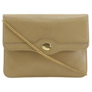 Christian Dior Chain Shoulder Bag, Vintage Leather, Beige, Crossbody, Women's [Pre-owned]