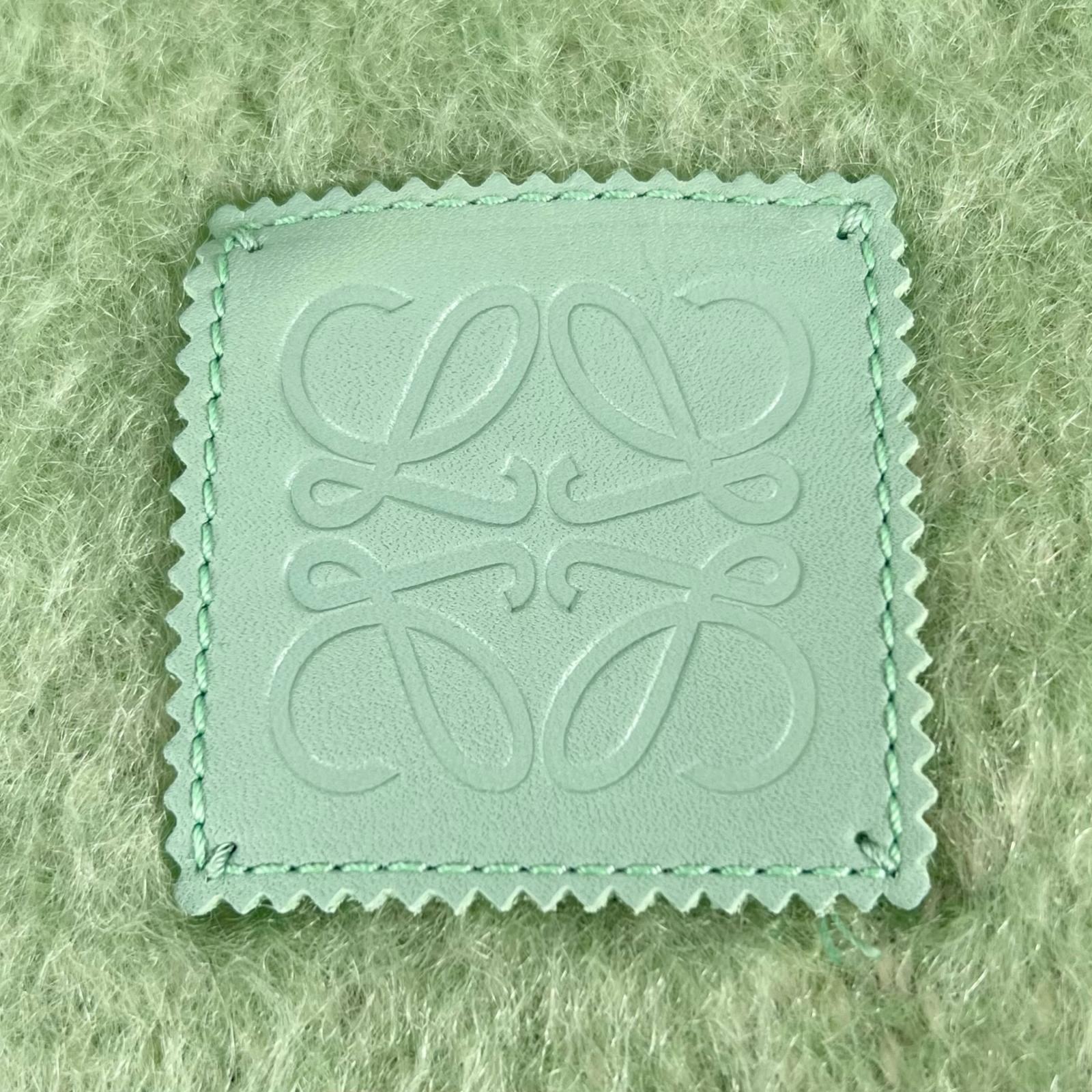 Mint condition △ LOEWE mohair wool anagram leather patch fringe