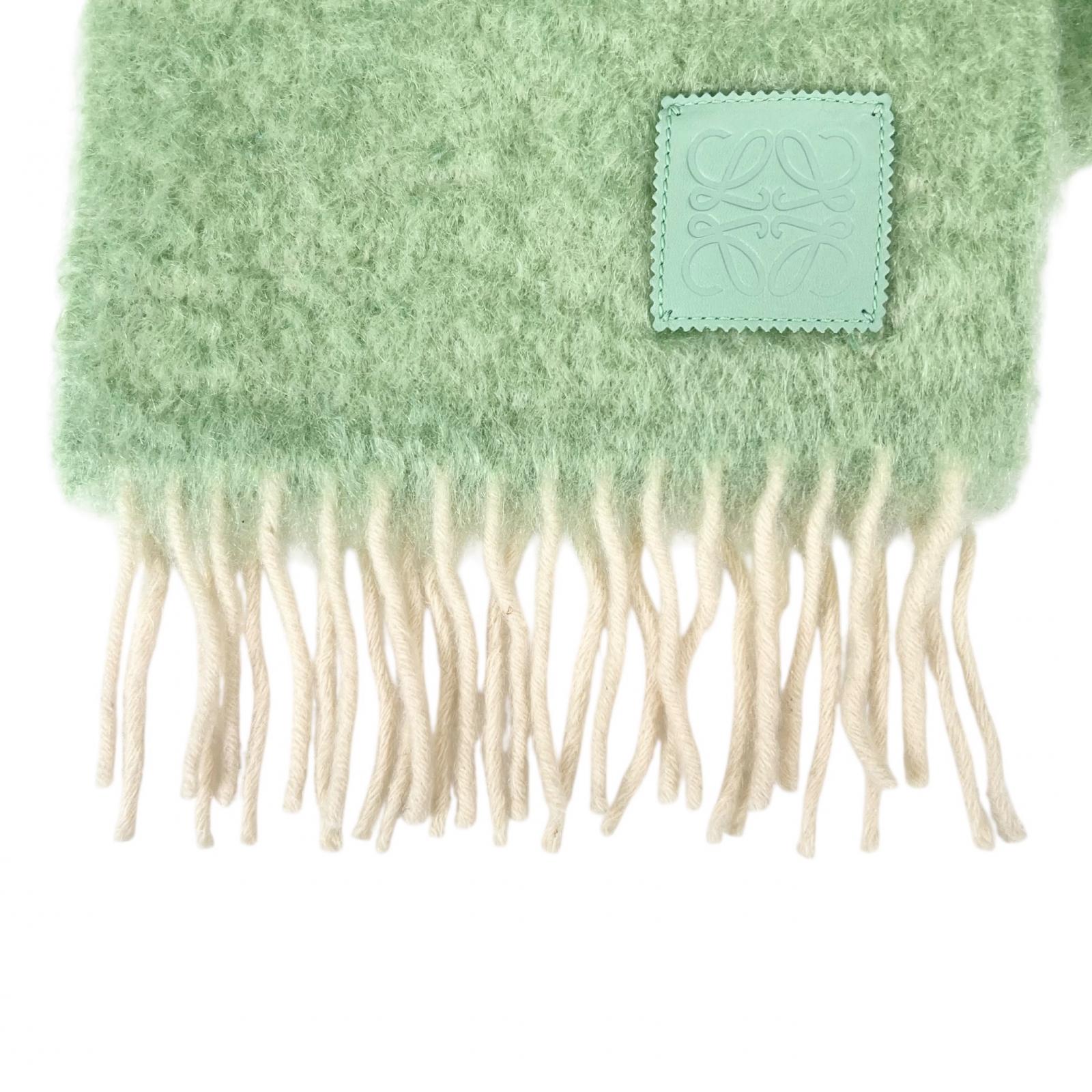 Mint condition △ LOEWE mohair wool anagram leather patch fringe