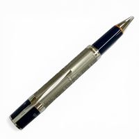 全新 ▼MONTBLANC特別版偉大人物安迪沃荷原子筆，銀藍色，德國製造，男士，書寫流暢